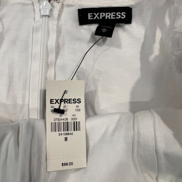 NWT Express White Lace Dress Bridal Rehearsal Dinner Engagement Size Medium - Picture 7 of 7